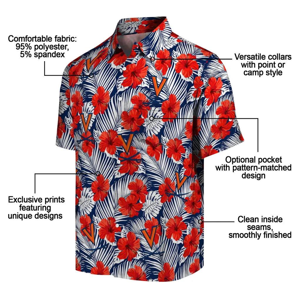 Virginia Cavaliers Hawaiian Shirt - Hibiscus Fiesta virginia cavaliers hibiscus fiesta red royal blue hawaiian shirts new arrival
