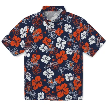 virginia cavaliers hibiscus bloom blue hawaiian shirts best selling
