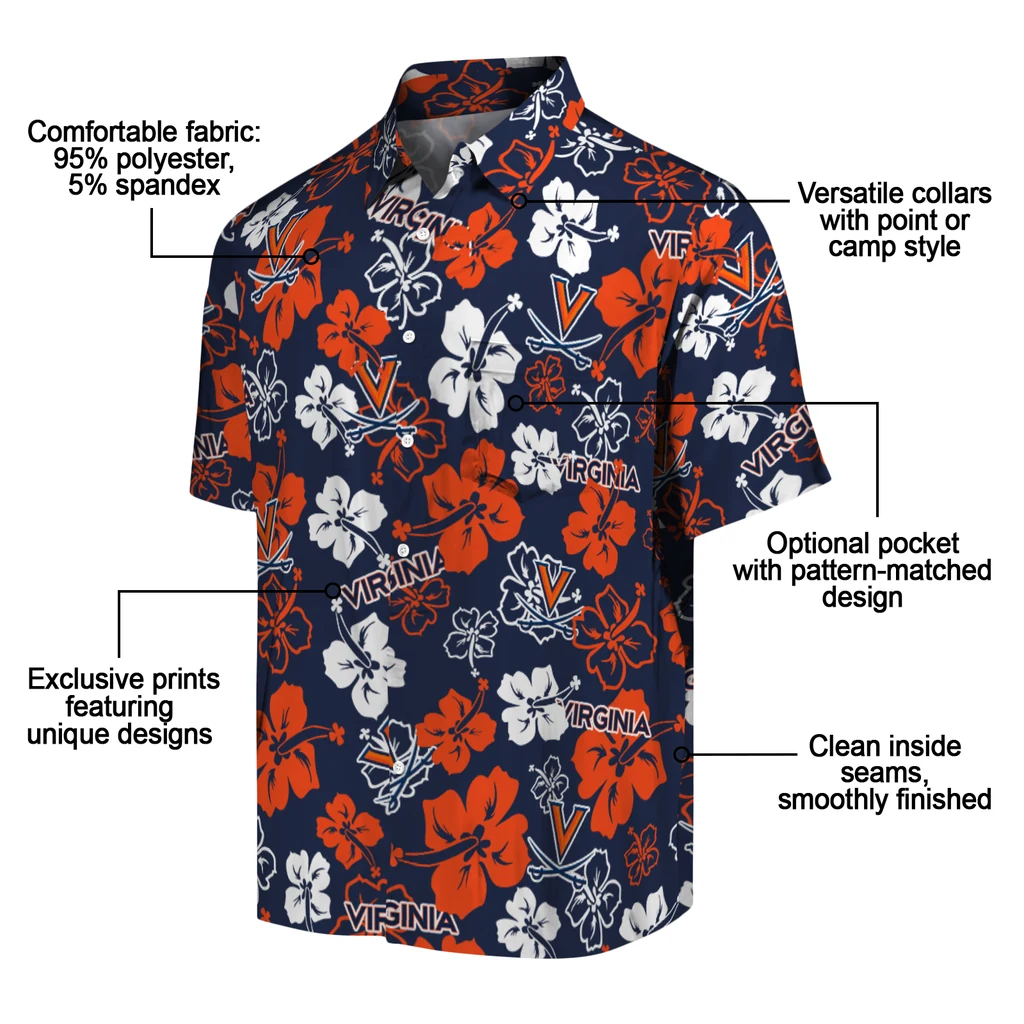 Virginia Cavaliers Hawaiian Shirt - Hibiscus Flower Design virginia cavaliers hibiscus bloom blue hawaiian shirts new arrival