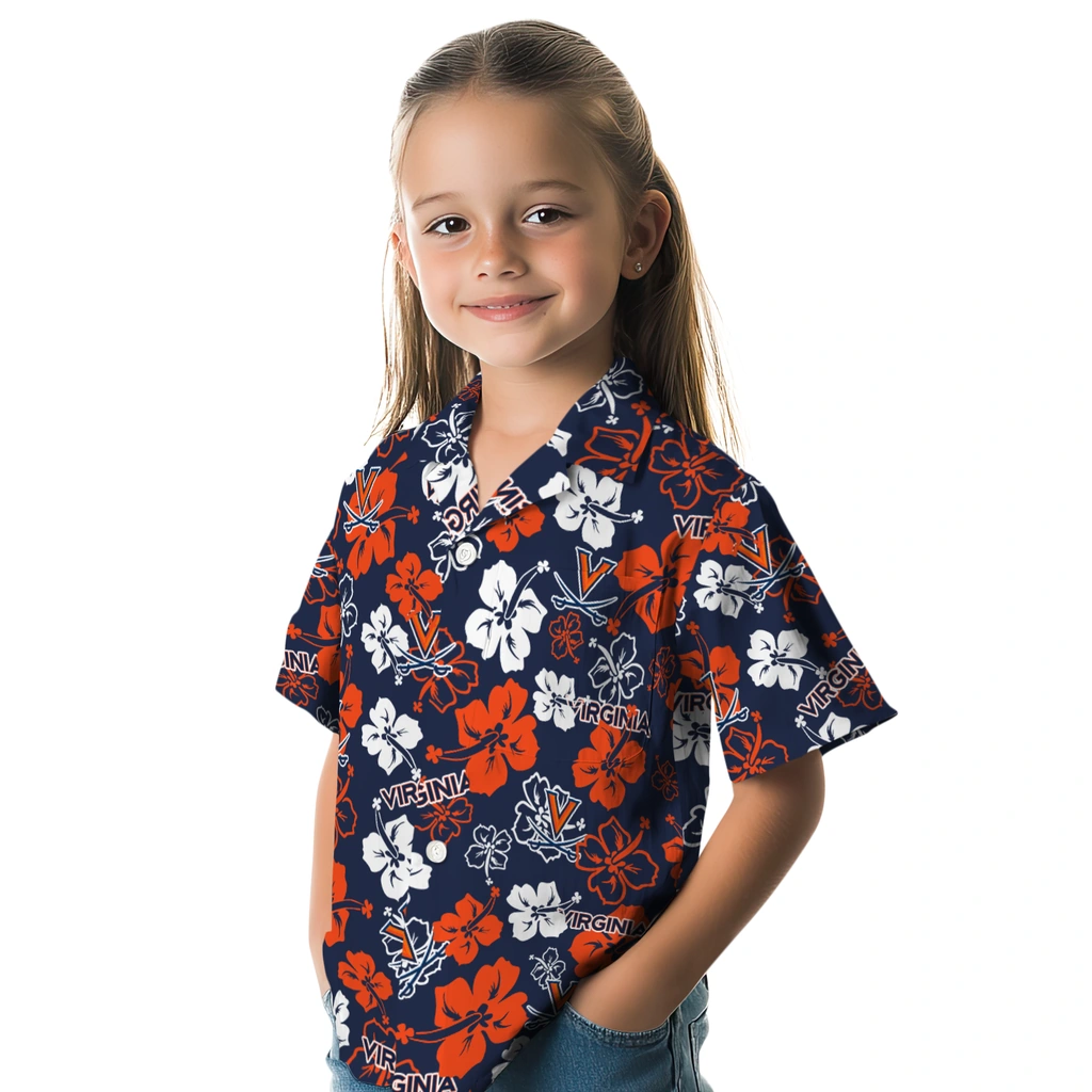 Virginia Cavaliers Hawaiian Shirt - Hibiscus Flower Design virginia cavaliers hibiscus bloom blue hawaiian shirts premium grade