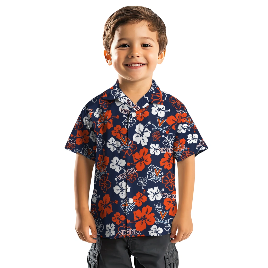 Virginia Cavaliers Hawaiian Shirt - Hibiscus Flower Design virginia cavaliers hibiscus bloom blue hawaiian shirts top rated