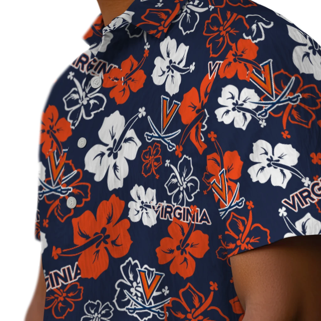 Virginia Cavaliers Hawaiian Shirt - Hibiscus Flower Design virginia cavaliers hibiscus bloom blue hawaiian shirts trendy