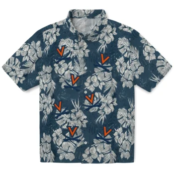 virginia cavaliers hibiscus flowers navy blue hawaiian shirts best selling
