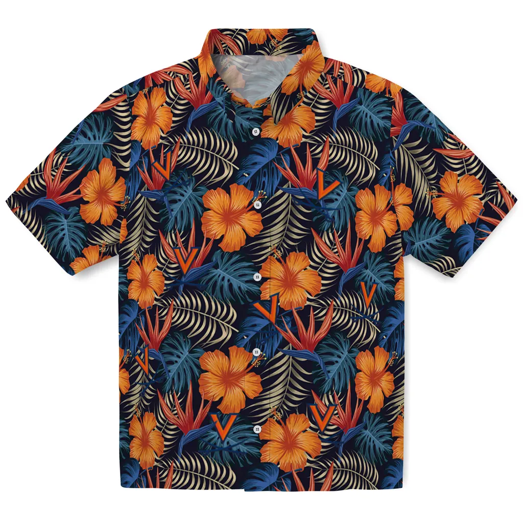 Virginia Cavaliers Hawaiian Shirt - Hibiscus Foliage virginia cavaliers hibiscus foliage hawaiian shirts best selling