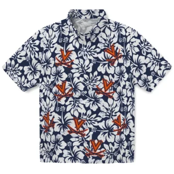 virginia cavaliers hibiscus motif blue white hawaiian shirts best selling