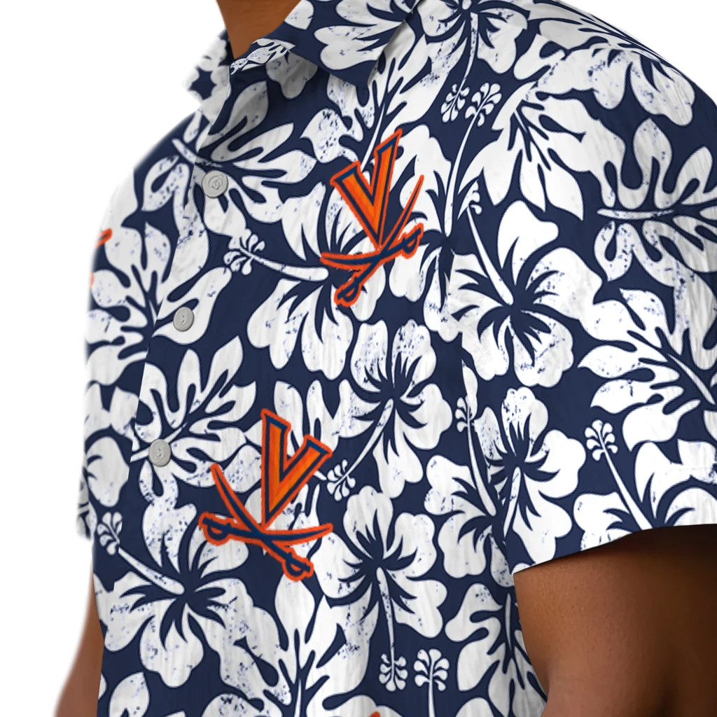 Virginia Cavaliers Hawaiian Shirt - Hibiscus Motif virginia cavaliers hibiscus motif blue white hawaiian shirts trendy