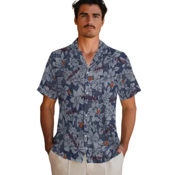 virginia cavaliers hibiscus oasis blue hawaiian shirts fashion forward