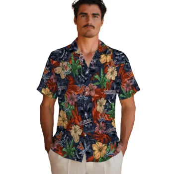 virginia cavaliers tiki jungle blue hawaiian shirts fashion forward