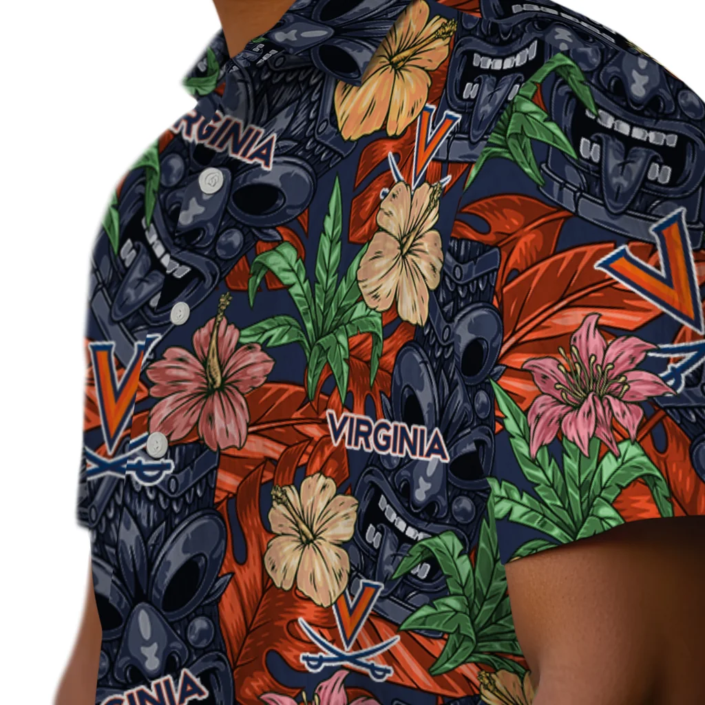 Virginia Cavaliers Hawaiian Shirt - Hibiscus Tiki Jungle virginia cavaliers tiki jungle blue hawaiian shirts trendy