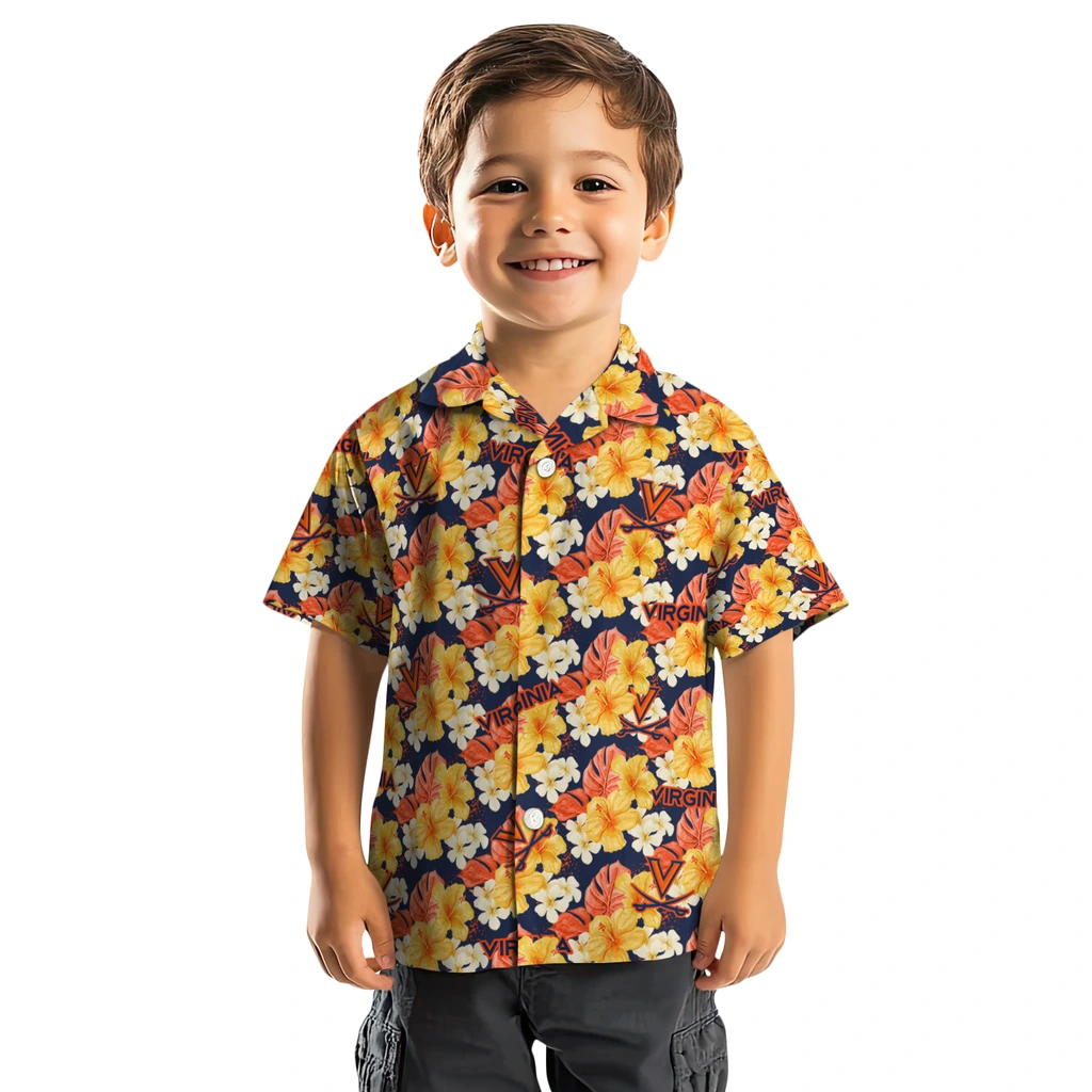Virginia Cavaliers Hawaiian Shirt - Hibiscus Tropics virginia cavaliers hibiscus tropics blue yellow hawaiian shirts top rated