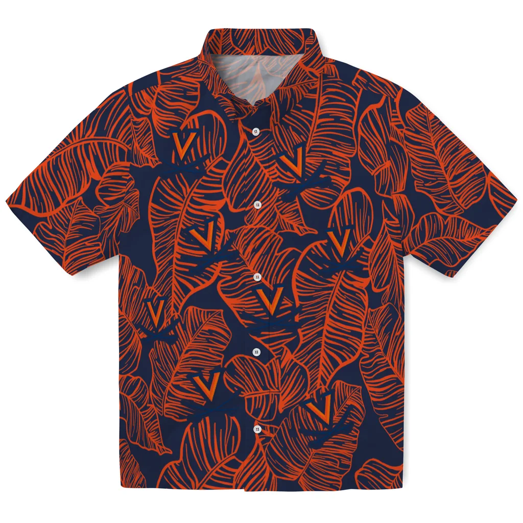 Virginia Cavaliers Hawaiian Shirt - Leaf Outline virginia cavaliers leaf outline blue hawaiian shirts best selling