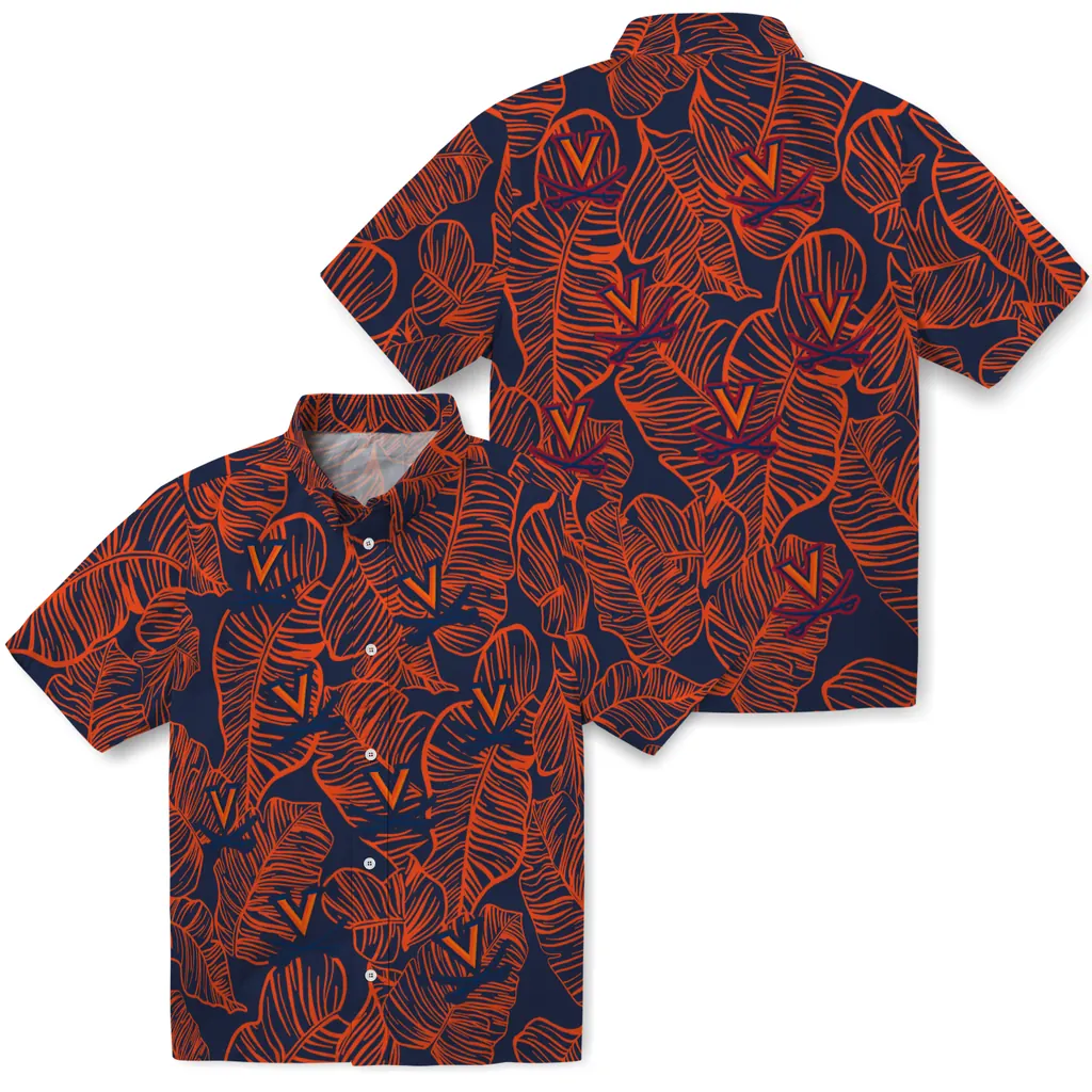 Virginia Cavaliers Hawaiian Shirt - Leaf Outline virginia cavaliers leaf outline blue hawaiian shirts high quality