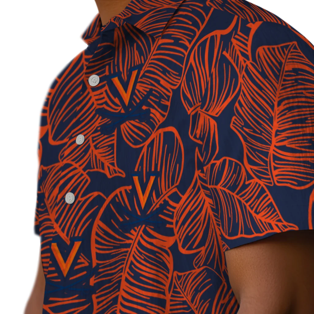 Virginia Cavaliers Hawaiian Shirt - Leaf Outline virginia cavaliers leaf outline blue hawaiian shirts trendy