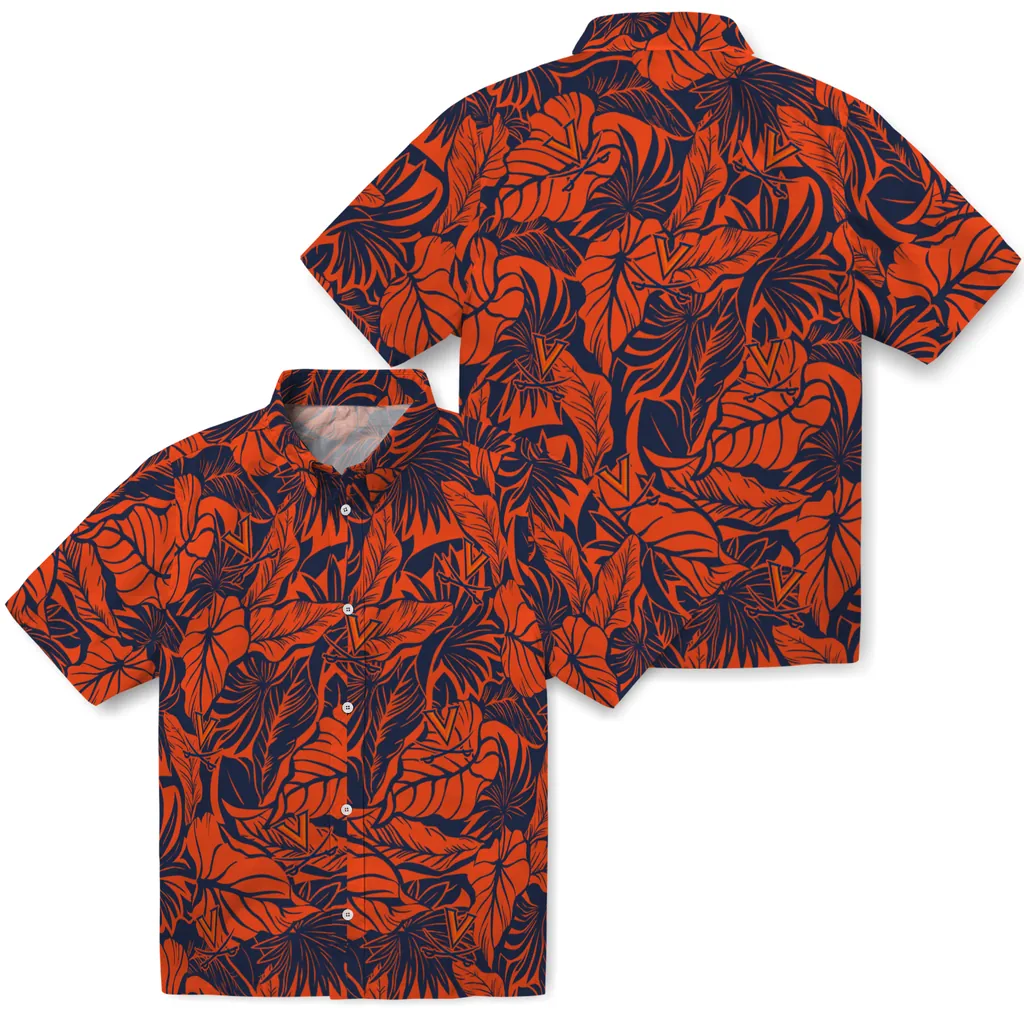 Virginia Cavaliers Hawaiian Shirt - Monstera Layer virginia cavaliers monstera layer blue hawaiian shirts high quality
