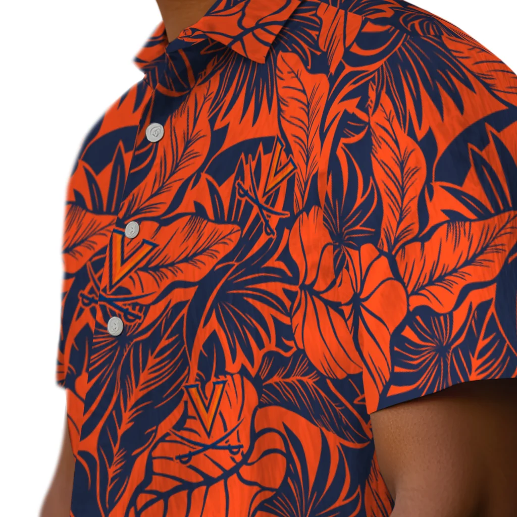 Virginia Cavaliers Hawaiian Shirt - Monstera Layer virginia cavaliers monstera layer blue hawaiian shirts trendy