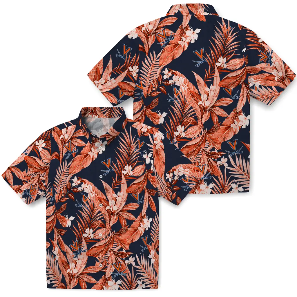 Virginia Cavaliers Hawaiian Shirt - Palm Leaves virginia cavaliers palm leaves blue hawaiian shirts high quality