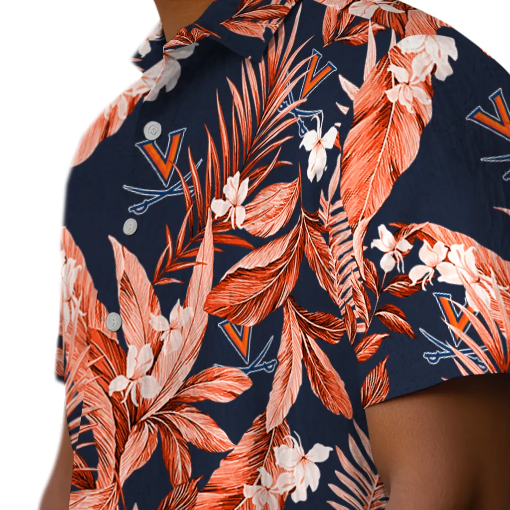 Virginia Cavaliers Hawaiian Shirt - Palm Leaves virginia cavaliers palm leaves blue hawaiian shirts trendy