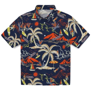 virginia cavaliers palm tree island blue hawaiian shirts best selling