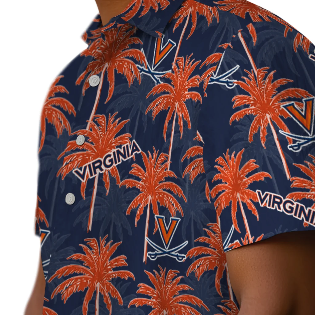 Virginia Cavaliers Hawaiian Shirt - Palm Tree Motif virginia cavaliers palm grove blue hawaiian shirts trendy