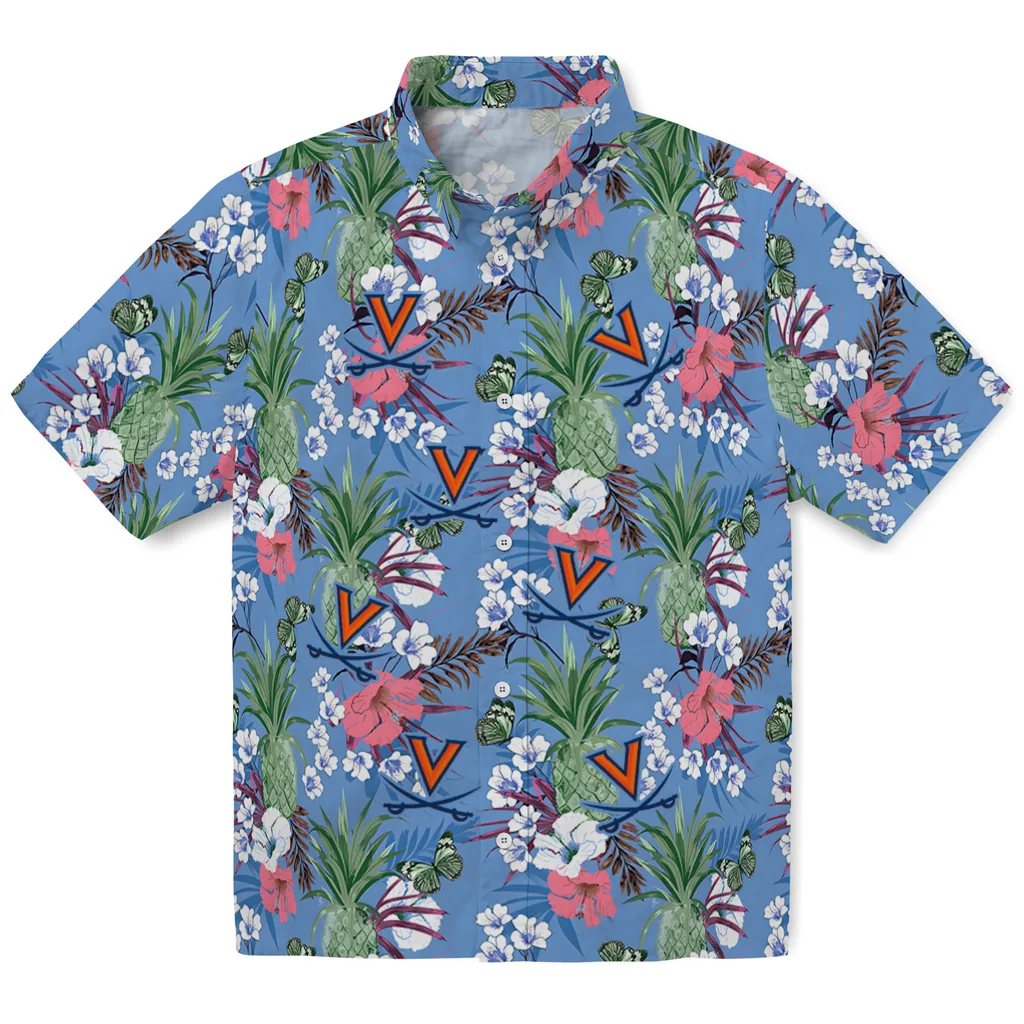 Virginia Cavaliers Hawaiian Shirt - Pineapple Bouquet virginia cavaliers pineapple bouquet best sky blue hawaiian shirts best selling