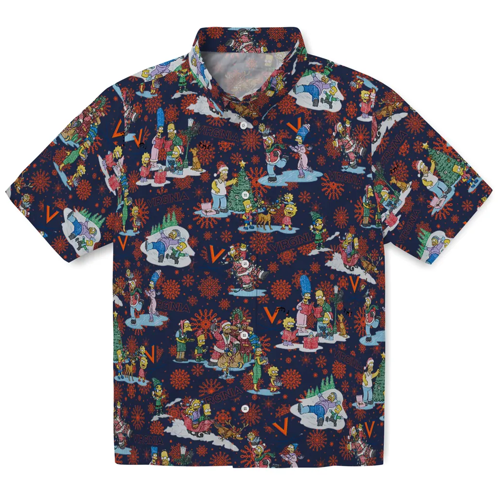 Virginia Cavaliers Hawaiian Shirt - Simpsons Christmas virginia cavaliers simpsons christmas blue hawaiian shirts best selling