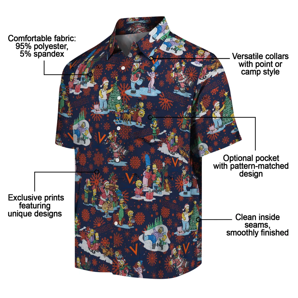Virginia Cavaliers Hawaiian Shirt - Simpsons Christmas virginia cavaliers simpsons christmas blue hawaiian shirts new arrival
