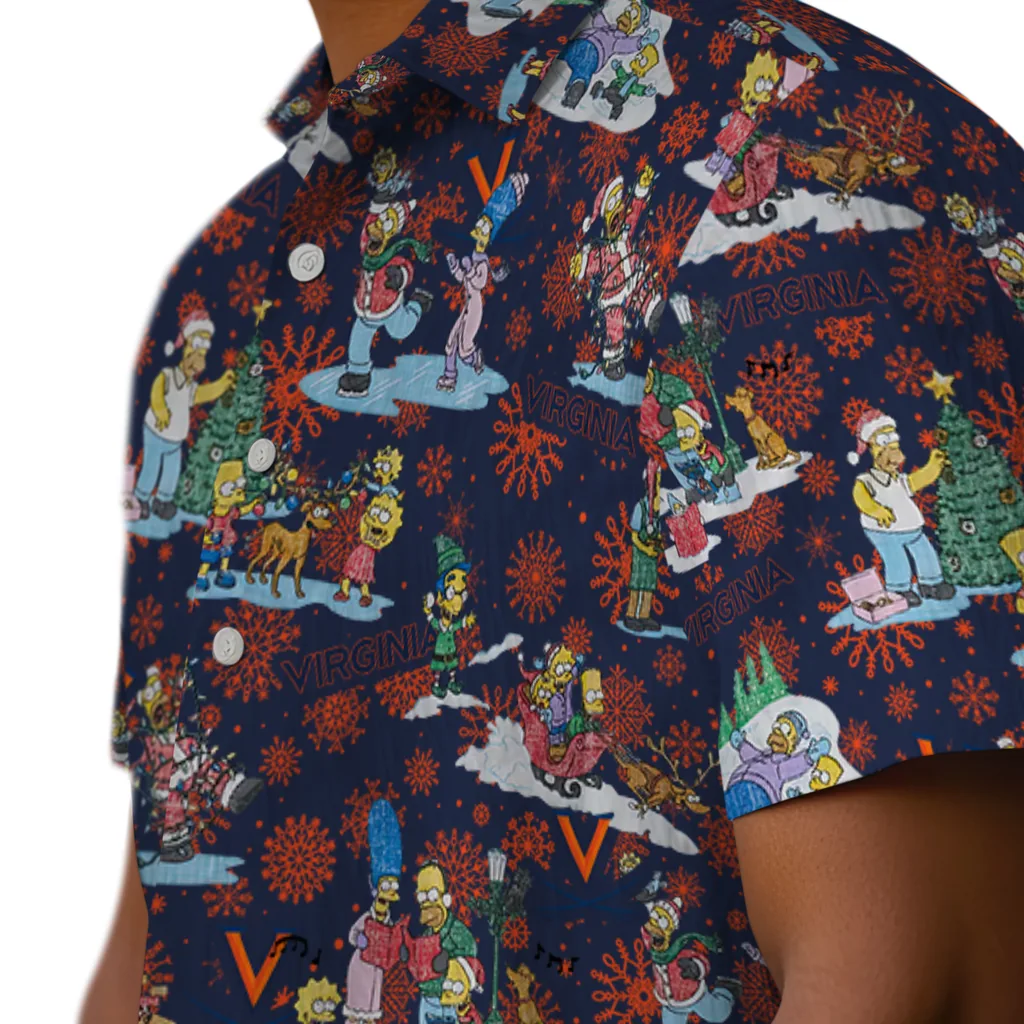 Virginia Cavaliers Hawaiian Shirt - Simpsons Christmas virginia cavaliers simpsons christmas blue hawaiian shirts trendy