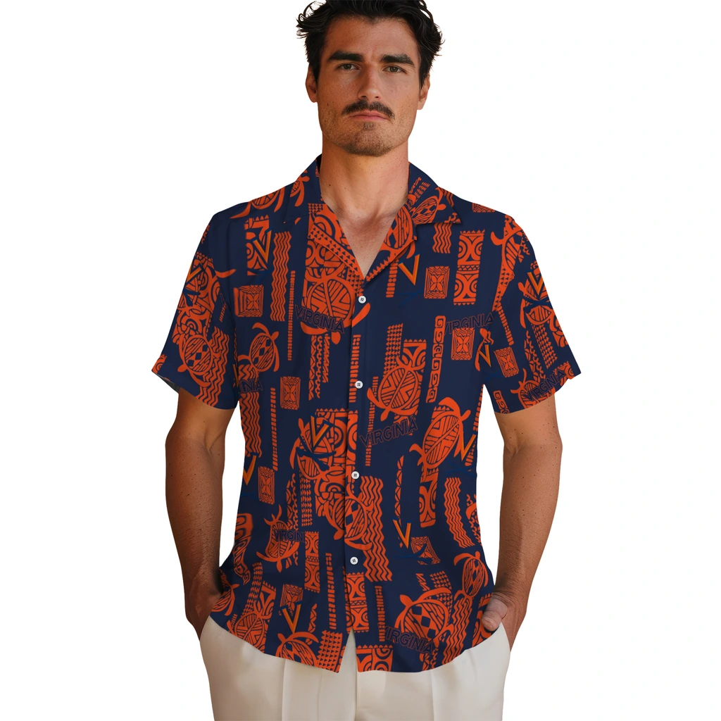 Virginia Cavaliers Hawaiian Shirt - Turtle Lines virginia cavaliers turtle lines blue hawaiian shirts fashion forward