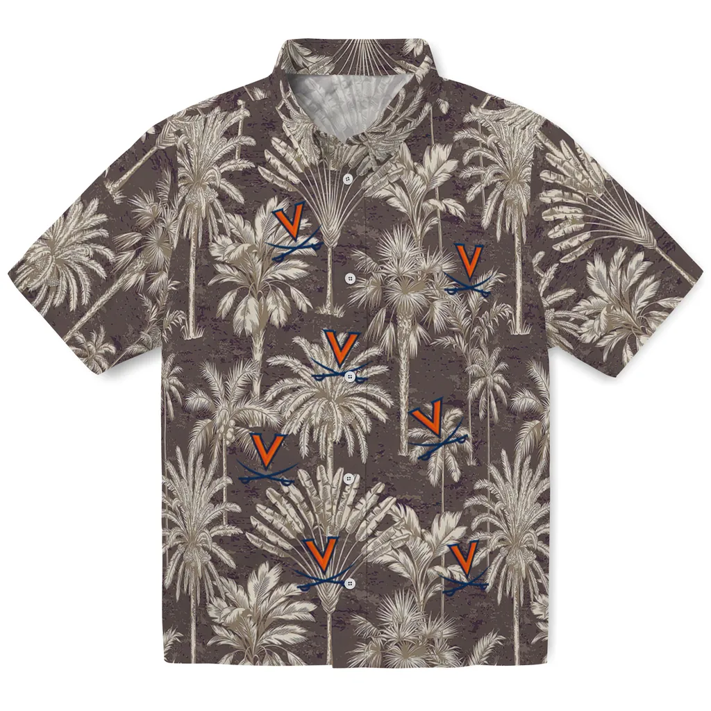 Virginia Cavaliers Hawaiian Shirt - Vintage Palm Tree virginia cavaliers palm shadows blue hawaiian shirts best selling