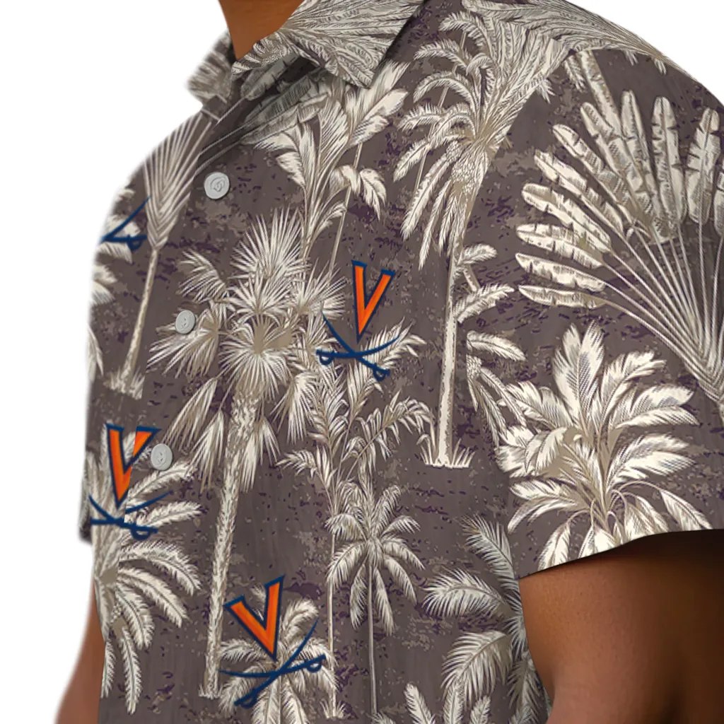 Virginia Cavaliers Hawaiian Shirt - Vintage Palm Tree virginia cavaliers palm shadows blue hawaiian shirts trendy