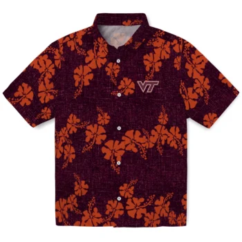 virginia tech hokies hibiscus petals maroon hawaiian shirts best selling
