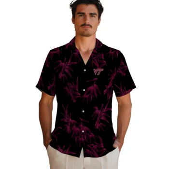 virginia tech hokies bamboo branches maroon black hawaiian shirts fashion forward