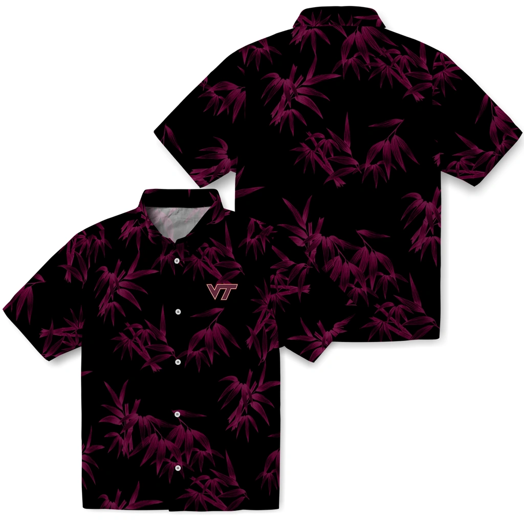 Virginia Tech Hokies Hawaiian Shirt - Bamboo Branches virginia tech hokies bamboo branches maroon black hawaiian shirts high quality