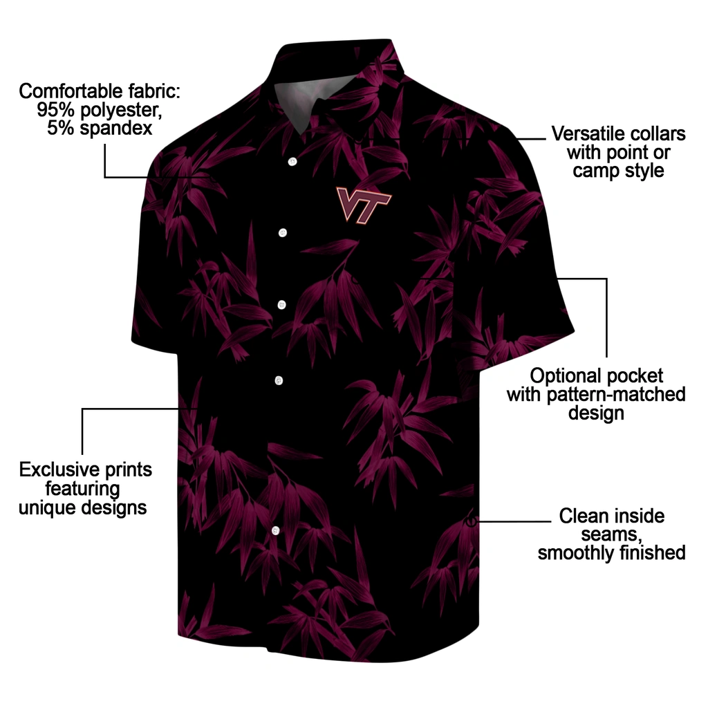 Virginia Tech Hokies Hawaiian Shirt - Bamboo Branches virginia tech hokies bamboo branches maroon black hawaiian shirts new arrival