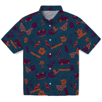 virginia tech hokies beach vibe navy hawaiian shirts best selling