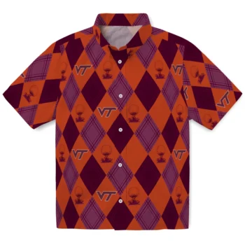 virginia tech hokies balloon plaid maroon hawaiian shirts best selling