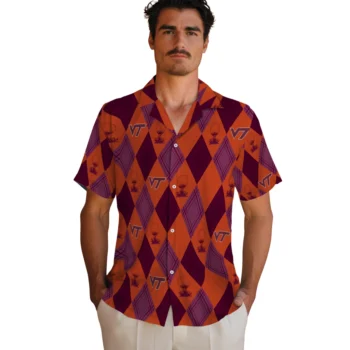 virginia tech hokies balloon plaid maroon hawaiian shirts fashion forward