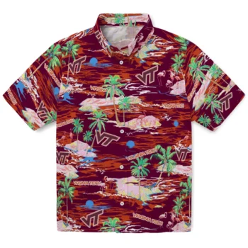 virginia tech hokies flamingo retreat maroon hawaiian shirts best selling