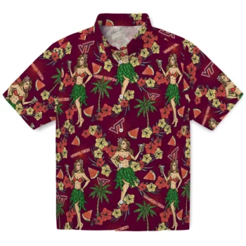 virginia tech hokies hawaiian girls design maroon hawaiian shirts best selling
