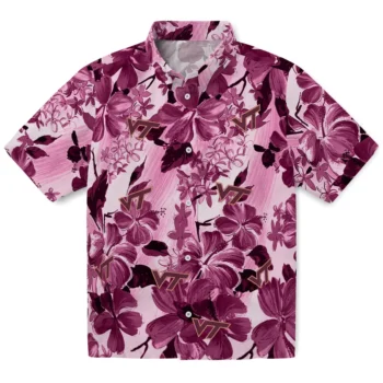 virginia tech hokies hibiscus arrangement maroon hawaiian shirts best selling