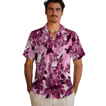 virginia tech hokies hibiscus arrangement maroon hawaiian shirts fashion forward