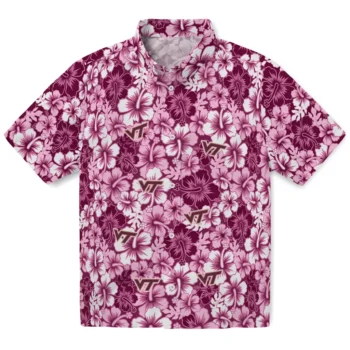 virginia tech hokies hibiscus blooms maroon hawaiian shirts best selling