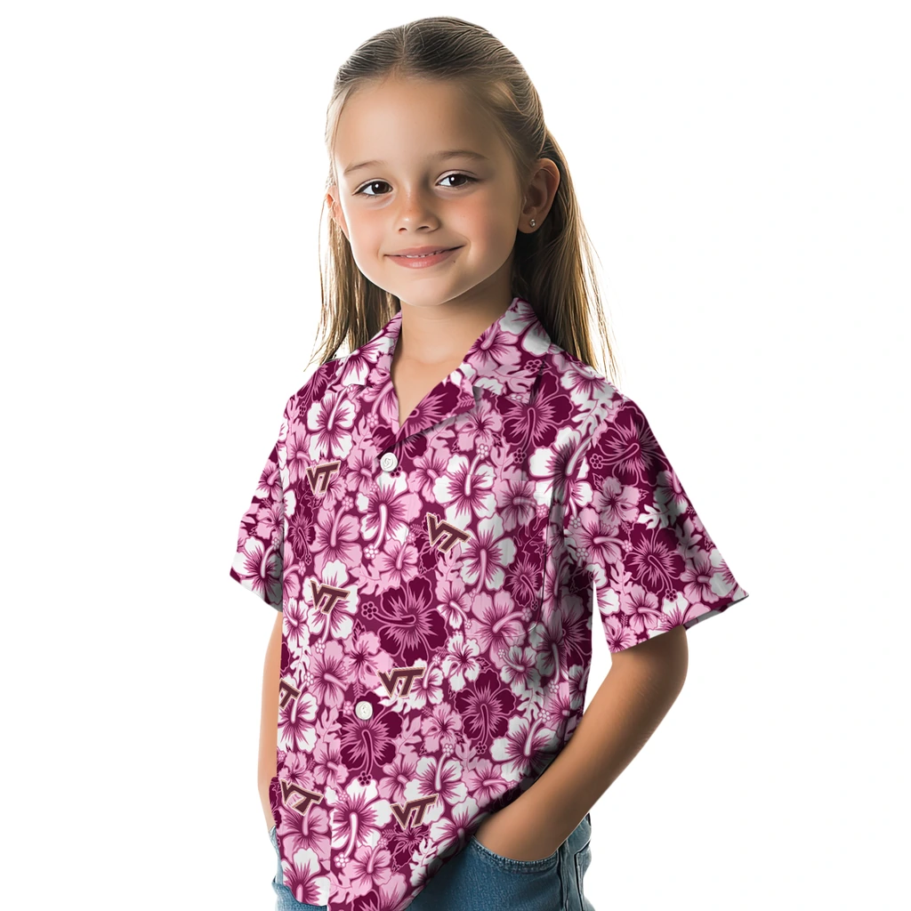 Virginia Tech Hokies Hawaiian Shirt - Hibiscus Blooms virginia tech hokies hibiscus blooms maroon hawaiian shirts premium grade
