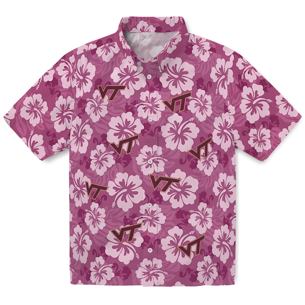 Virginia Tech Hokies Hawaiian Shirt - Hibiscus Cluster virginia tech hokies hibiscus cluster maroon hawaiian shirts best selling