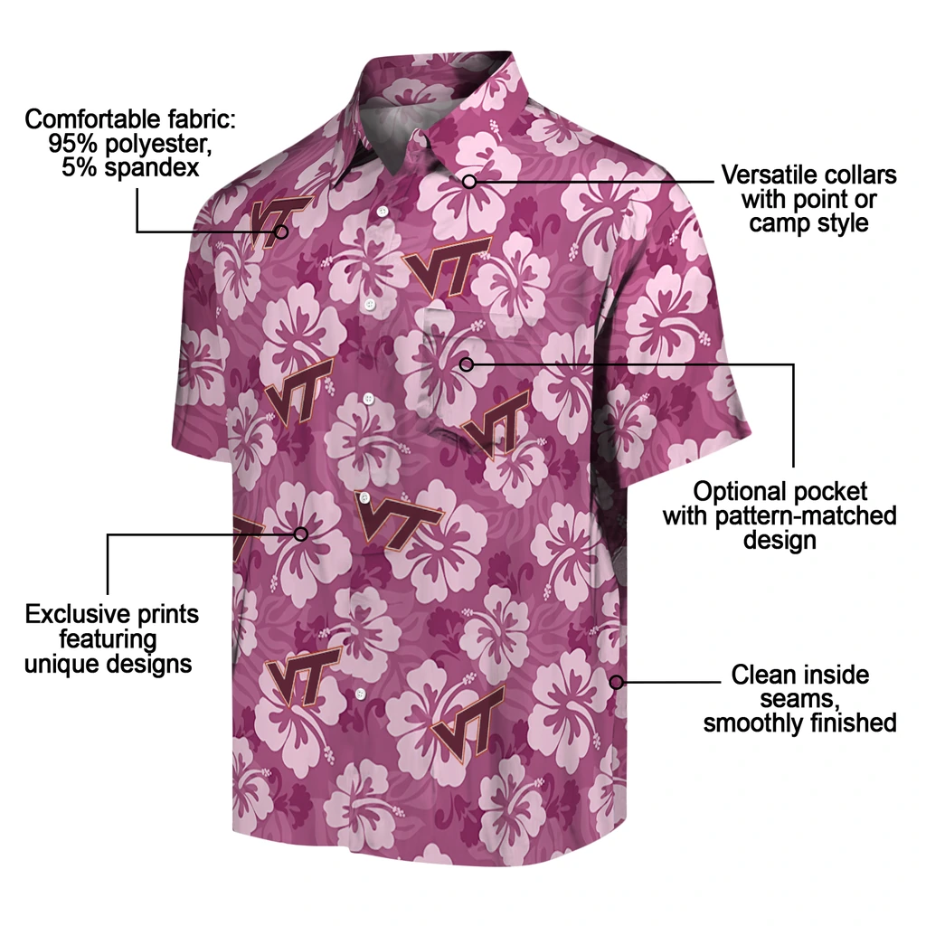 Virginia Tech Hokies Hawaiian Shirt - Hibiscus Cluster virginia tech hokies hibiscus cluster maroon hawaiian shirts new arrival