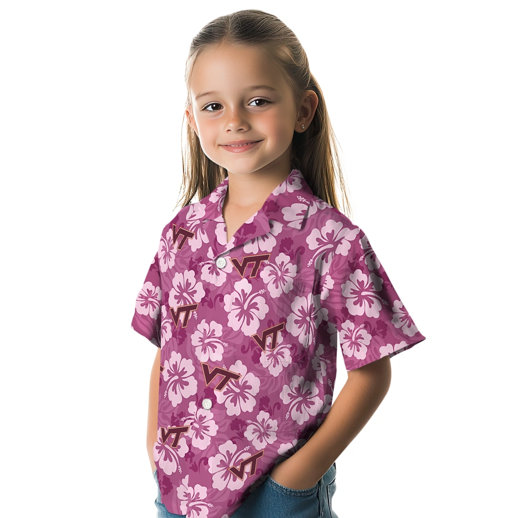 Virginia Tech Hokies Hawaiian Shirt - Hibiscus Cluster virginia tech hokies hibiscus cluster maroon hawaiian shirts premium grade