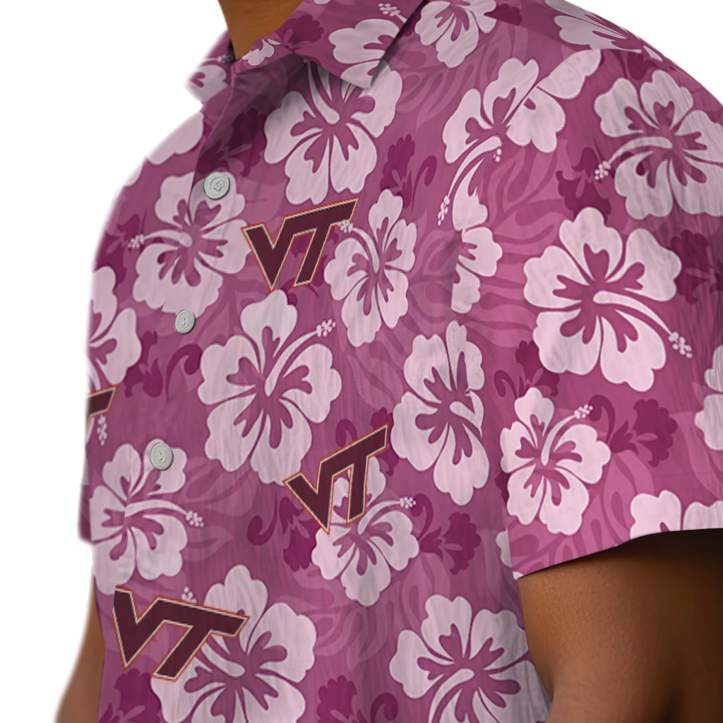 Virginia Tech Hokies Hawaiian Shirt - Hibiscus Cluster virginia tech hokies hibiscus cluster maroon hawaiian shirts trendy