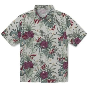 virginia tech hokies hibiscus designs beige hawaiian shirts best selling