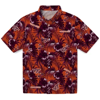 virginia tech hokies hibiscus exotic maroon hawaiian shirts best selling