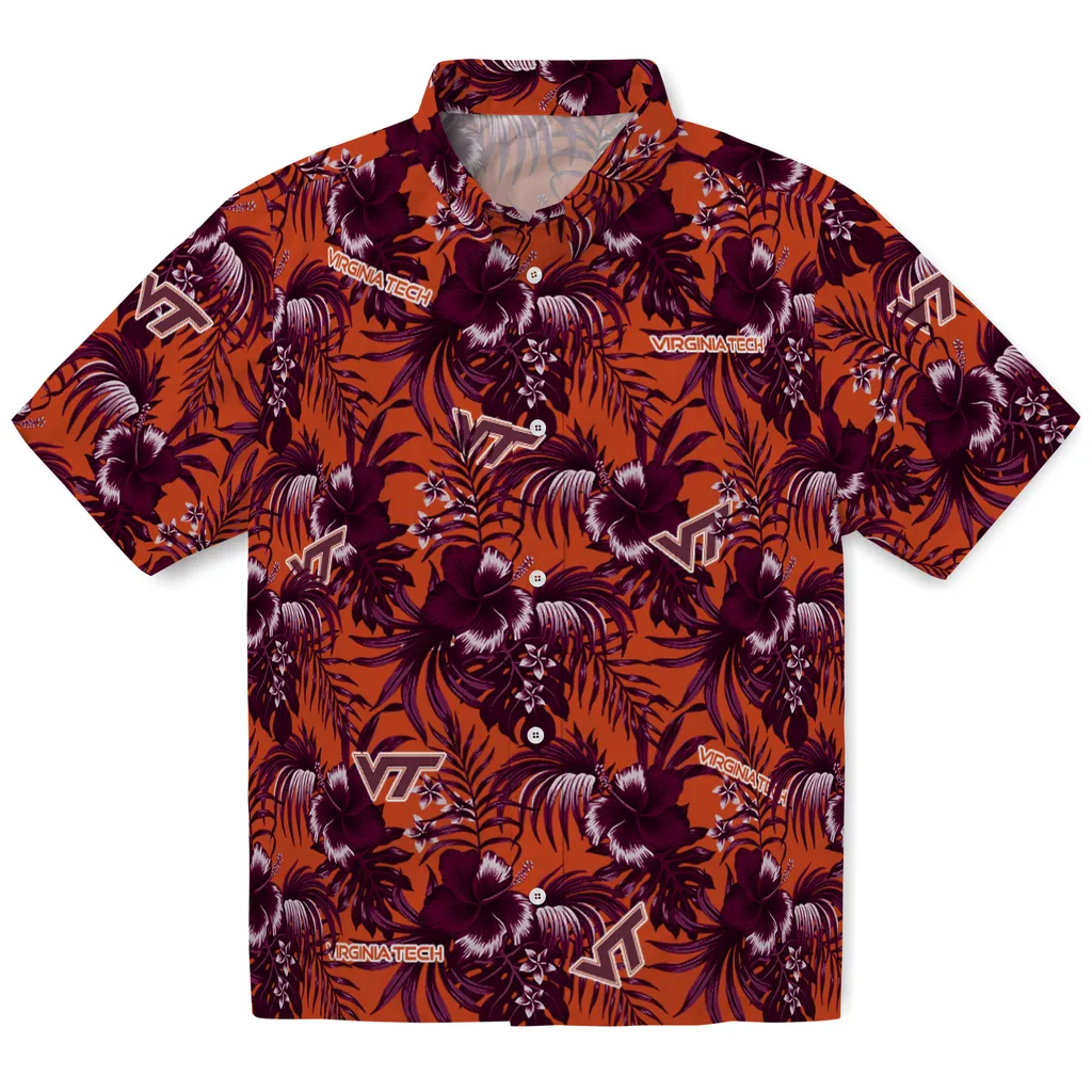 Virginia Tech Hokies Hawaiian Shirt - Hibiscus Exotic virginia tech hokies hibiscus exotic maroon hawaiian shirts best selling